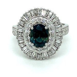 Blue Sapphire 2.40ct Diamonds 950 Platinum Ring